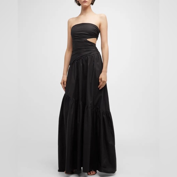 alc black strapless dress A.L.C. Women's Bianca Pleated Strapless Gown - Black